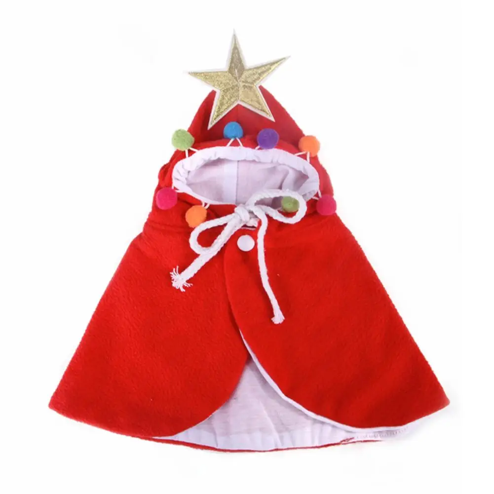 Christmas Pet Cloak Santa Cape Soft Dogs Classic Cute Pet Dress Outfit Fun Cloak With Star And Pompoms For Dog Cat Dress Up New