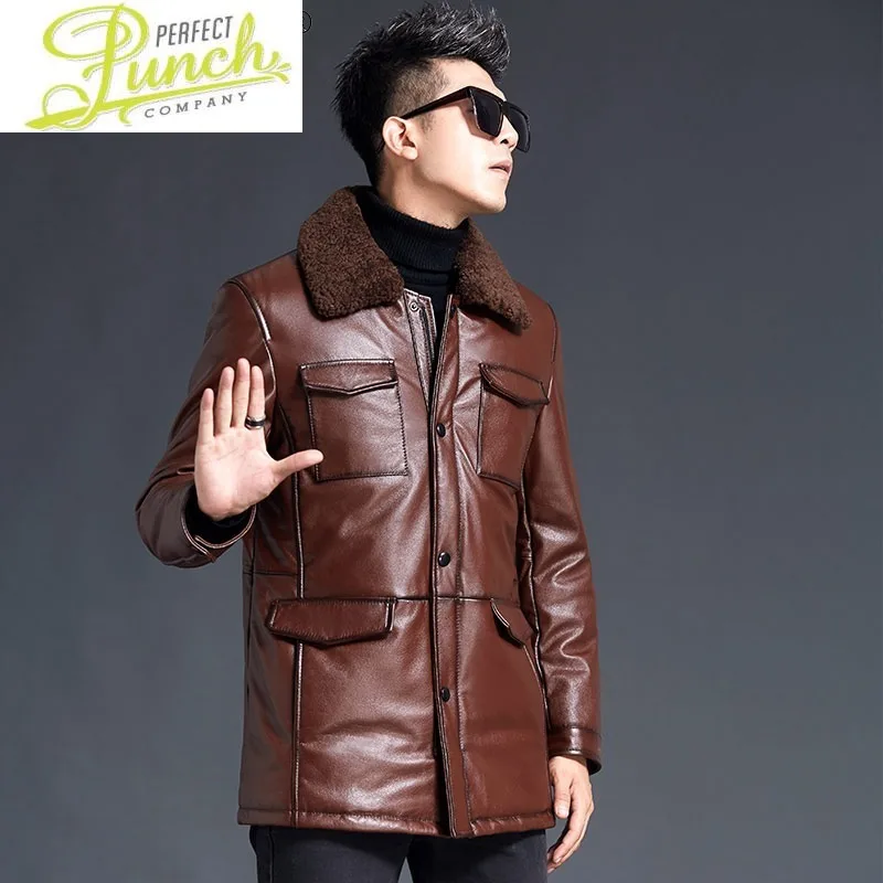 

Clothing Men Genuine Cow Leather Jacket Winter Duck Down Jackets Plus Velvet Thick Men's Clothing Jaqueta LXR337