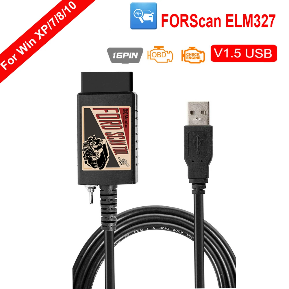 

Программное обеспечение для сканера FORScan ELM327, адаптер для сканера OBD2, USB диагностический инструмент, считыватель кодов, совместимый с моделями Ford