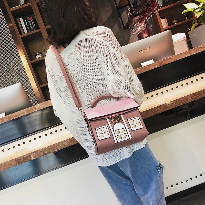 Fashion Cute House Design Pu Leather Crossbody Bag for Women Purses and Handbags Shoulder Bag Female Tote Bag Designer Bag