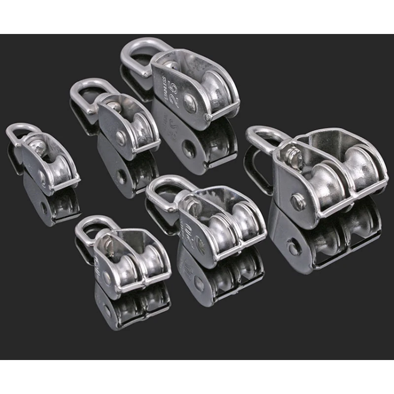 304 stainless steel single / double pulley wire rope chain traction fixed pulley lifting load pulley single pulley