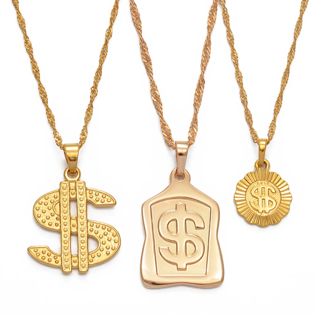 Anniyo $ Money Wealth Symbol Pendant Necklaces Women Hip-hop Chain Necklace Jewelry Wedding Party African Ornaments @@011109