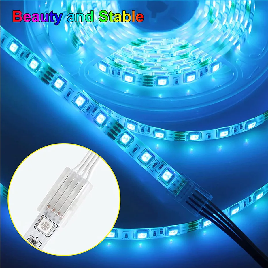 8mm 10mm 2 3 4 Pin Solderless Connector For Single Color/RGB/WS2811 Led Neon Light Strip to Strip/Wire Quick Connectors Adapter