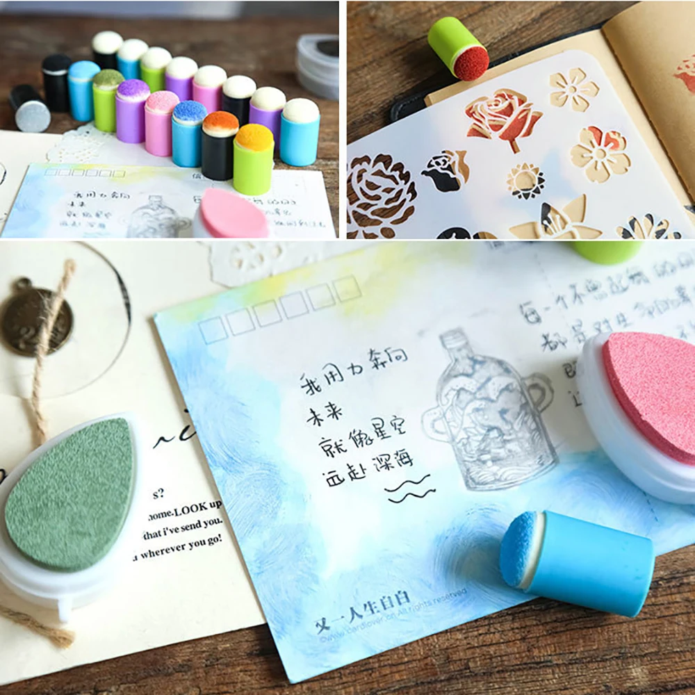 Creative Colorful Makeup Finger Sponge Ink Pad Tools for Painting Ink Pad Stamping Diary Album Art Tools Stationery