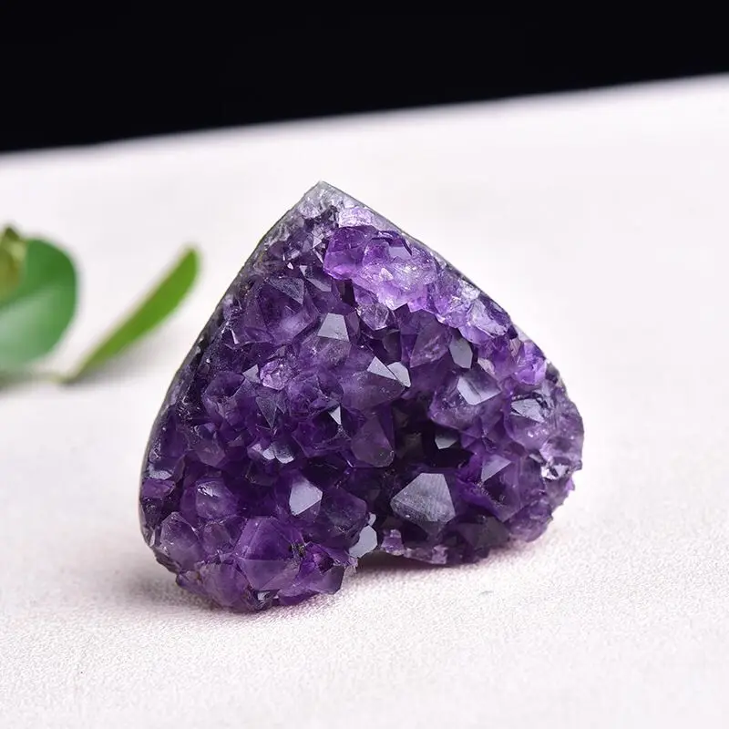 1PC Natural Amethyst Crystal Cluster heart Raw Crystals Healing Stone Decoration Ornament Purple Feng Shui Stone Ore Mineral