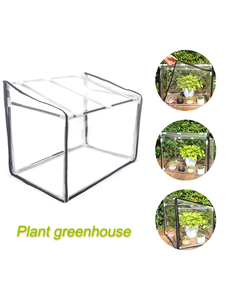 

Mini Plants Greenhouse Flowerpot Cover Shelter Balcony Small Plants Greenhouse Stainless Steel Frame Transparent Plant Cover