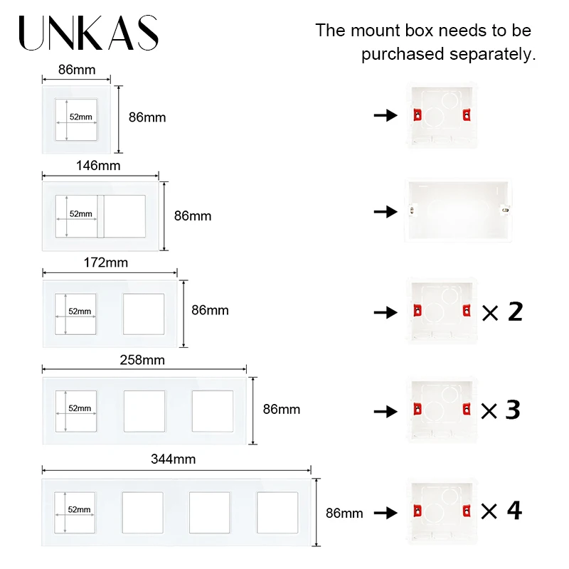 UNKAS B8 Modules DIY Free Combination EU / French 16A Wall Power Socket Dual USB Charger Port Hidden Soft LED Outlet