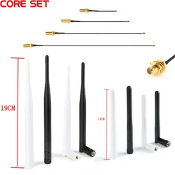 2Pcs /1 set 2.4GHz WiFi Antenna 3dbi 6dbi SMA Pins + IPEX to SMA Hole Adapter Cable U.FL 5/8/10/15/20 CM Black White For PCI New