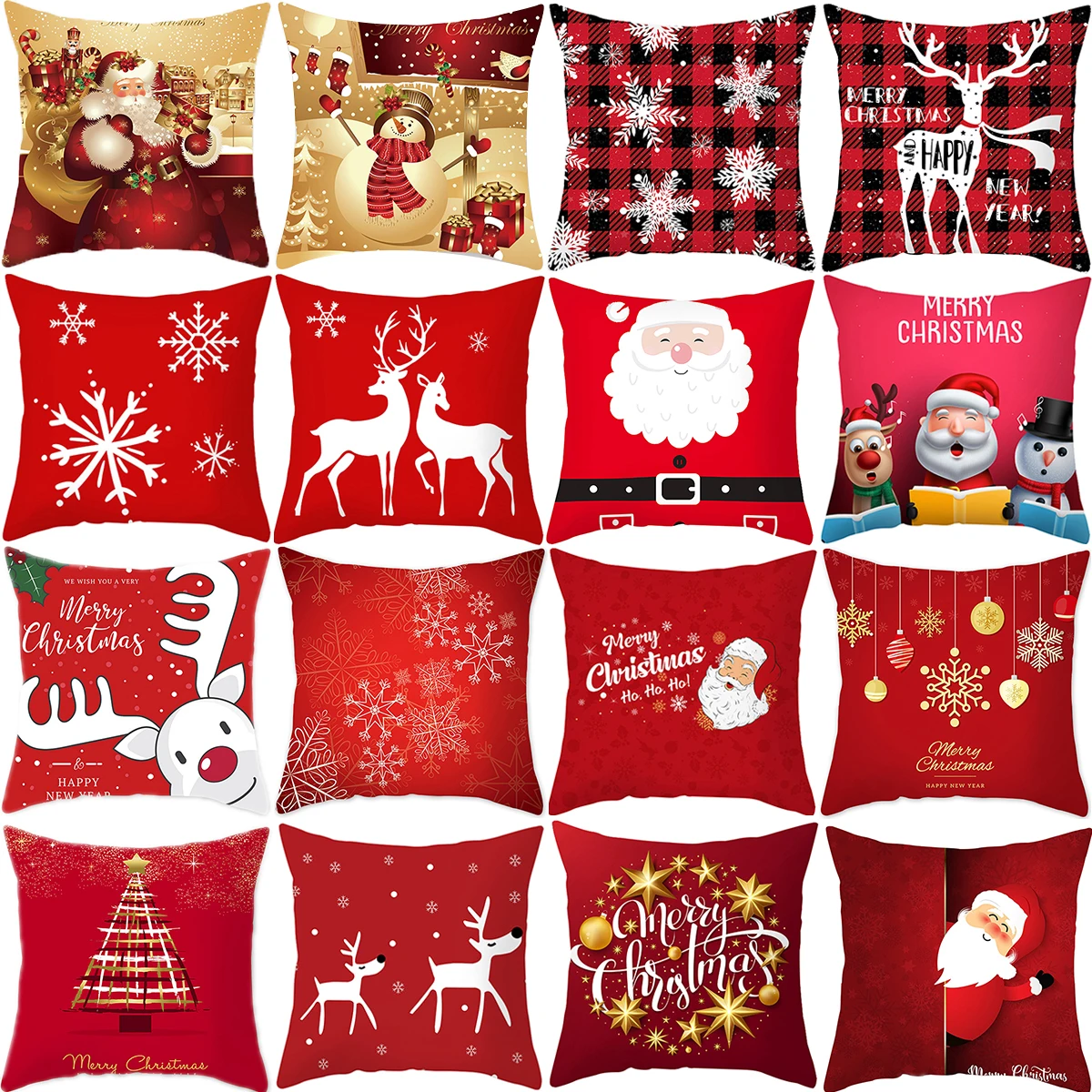 Christmas Cushion Cover Merry Christmas Decor For Home Santa Claus Christmas Ornament Xmas Gift Navidad 2024 Happy New Year 2025