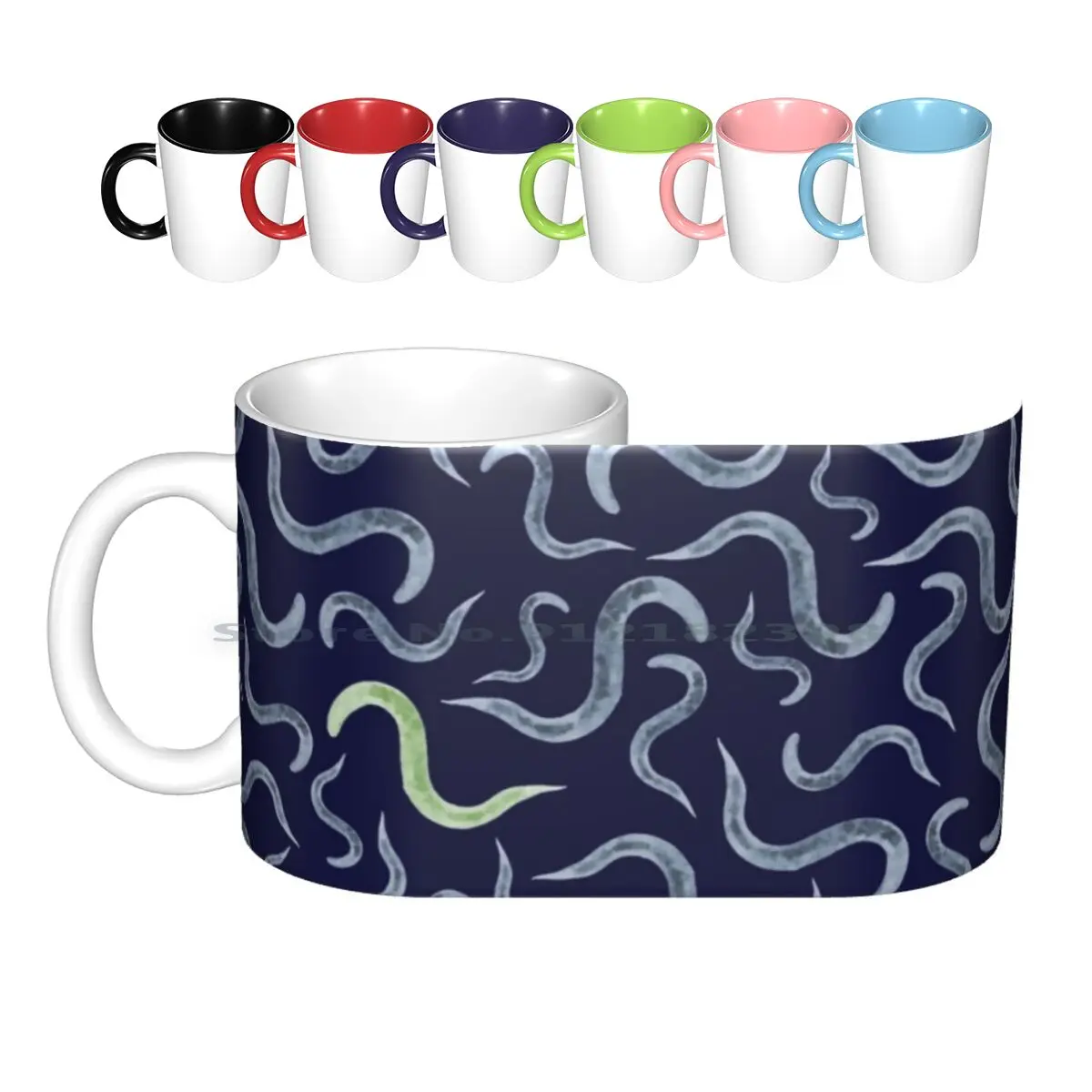 Caenorhabditis Elegans Model Organism Biology Pattern Ceramic Mugs Coffee Cups Milk Tea Mug C Elegans Worm Nematode