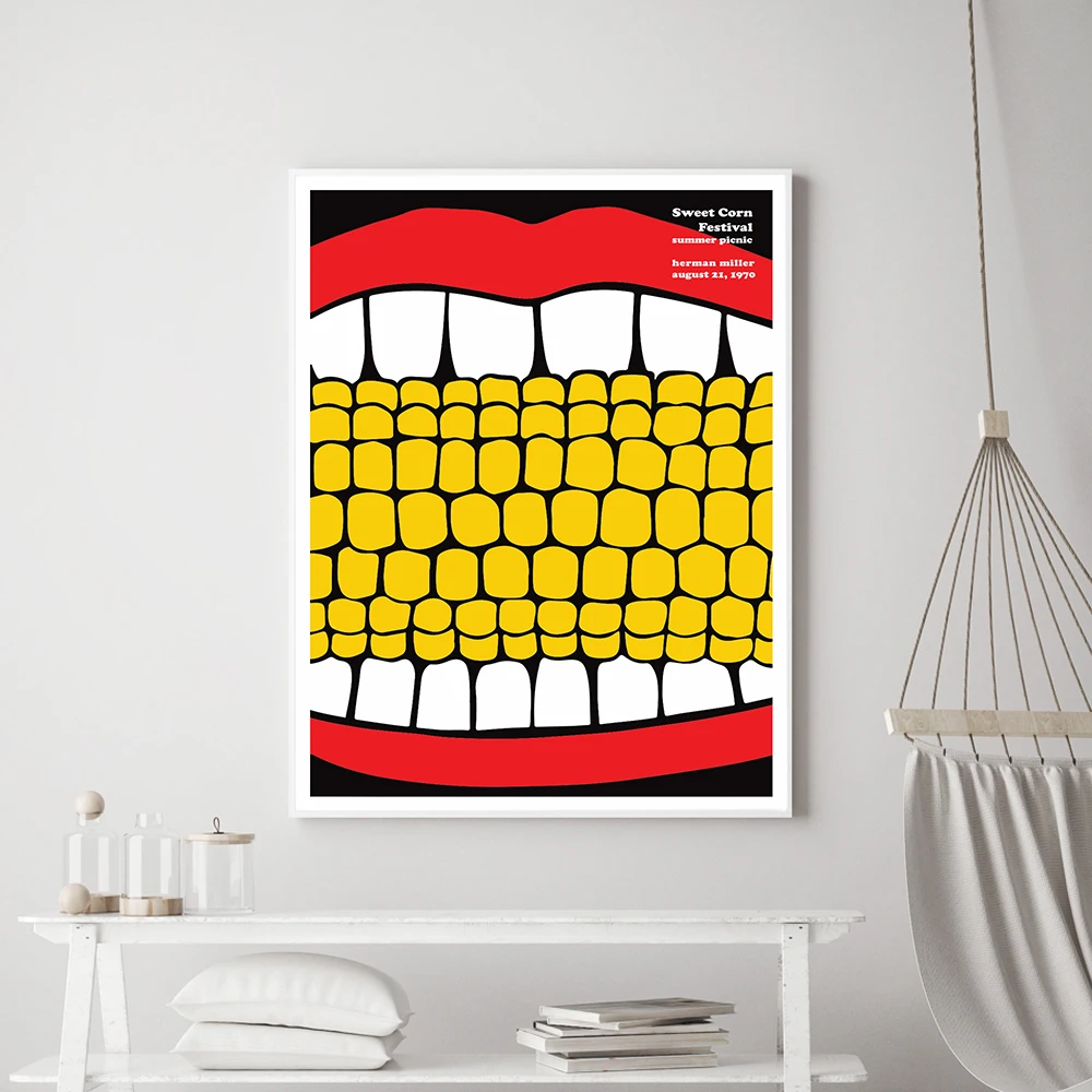 Sweet Corn Festival Poster Summer Picnic 70 Herman Miller Canvas Painting Art Wall Picture Mid-Century Prints Nordic Home Decor