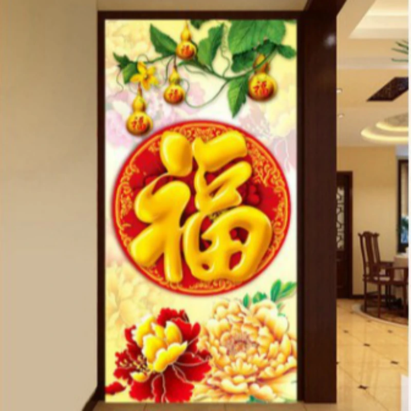 Diamond Embroidery Mosaic Painting Cross Stitch Full 5 Blessings Gold Gourds Rich Peony DIY 5D/3D Sale Decoration Gift