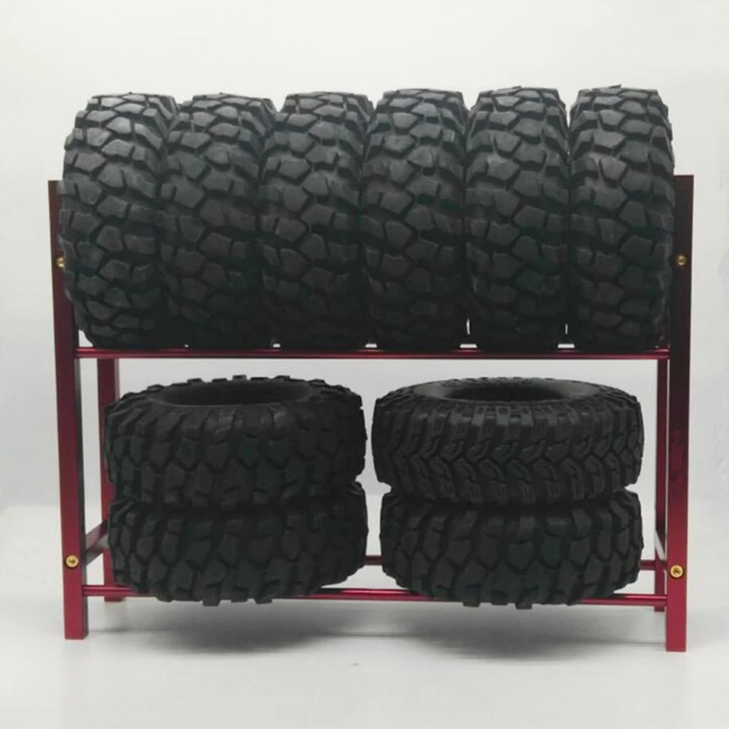 Red Tire Rack Storage Wheel Holder garaż Organizer do 1/10 skala RC Car Crawler Tire