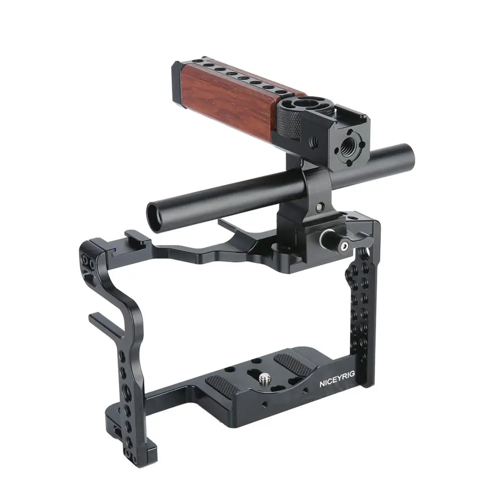 NICEYRIG for Panasonic Lumix GH5 / GH5S Camera Cage Kit with Cable Clamp Cheese Top Handle NATO Rail Cold Shoe 15mm Rod