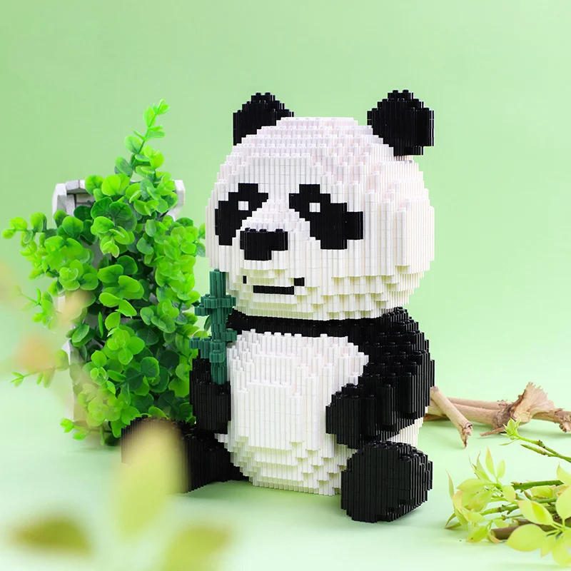 Linkgo Panda Mini Building Blocks Creative DIY  Bamboo Model Micro Bricks Figures Toys For Children Birthday Gift