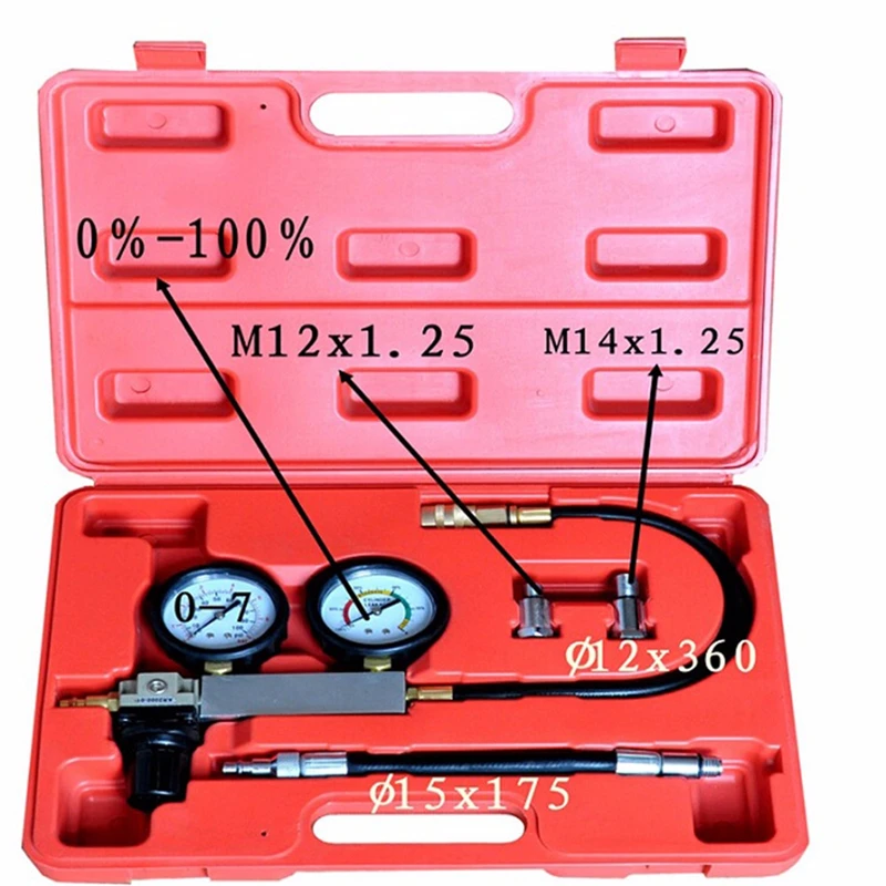 TU-21 Petrol Engine Cylinder Compression Leak Detector Cylinder Leakdown Compression Tester Petrol Engine Tester Gauge Kit