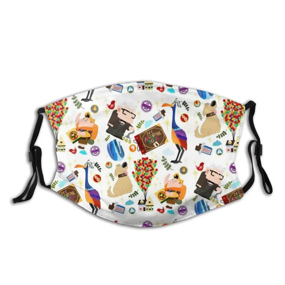 Adventure Is Out There! Funny Print Reusable Pm2.5 Filter Face Mask Up Dug Kevin Carl Russel Balloons Grape Soda Pixar Pier