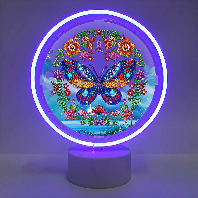 HOMFUN lampada a LED diamante pittura fai da te 5D ricamo fatto a mano luci colorate strass Halloween decorazioni per la casa regalo di natale