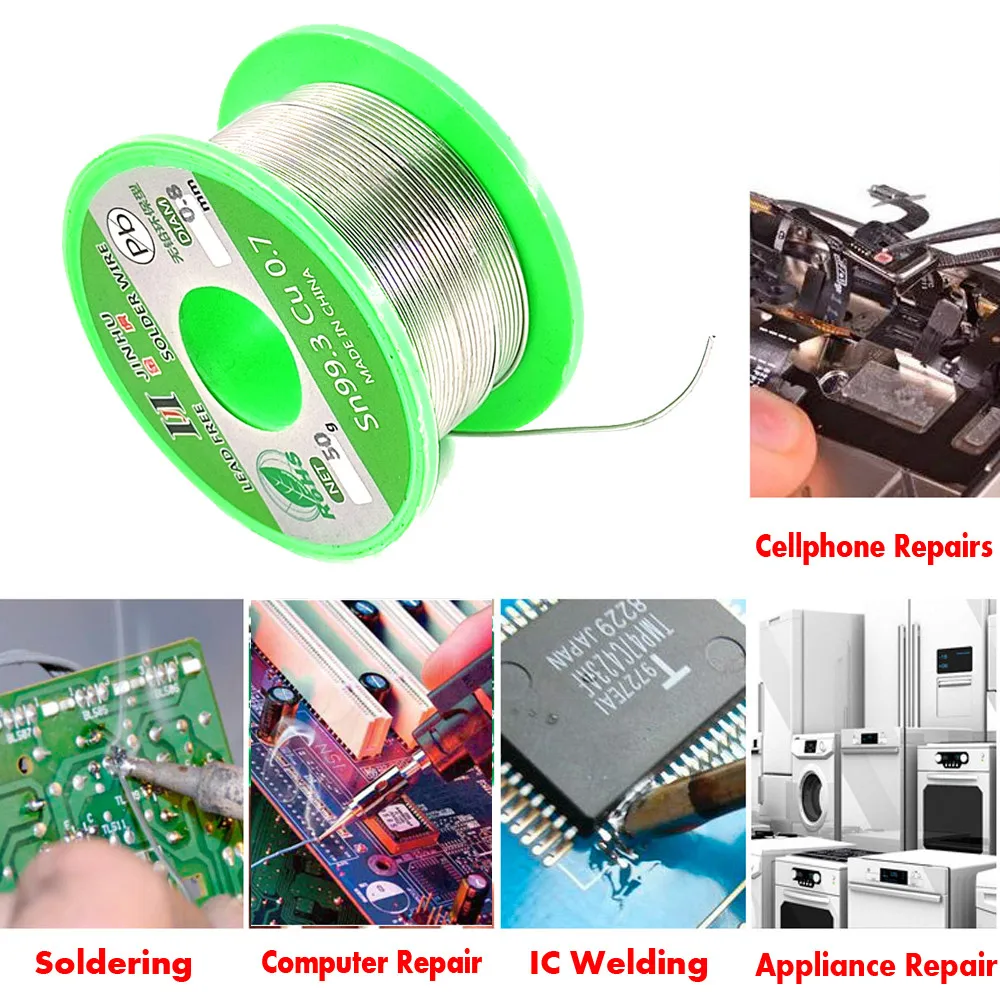 JIN HU 100g 0.5/0.6/0.8/1.0mm Lead Free Solder Wire Tin Rosin Core Solder Sn99.3 Cu0.7 Welding Soldering Iron RoHs