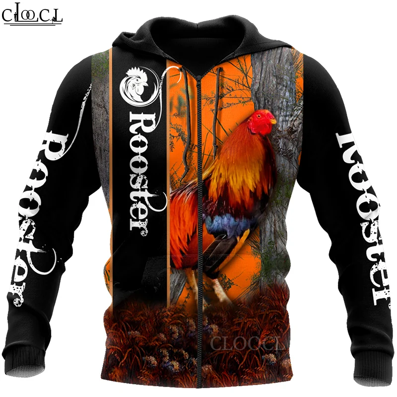 

HX Newest Zipper Hoodie Popular Animal Rooster Men Women 3D Print Harajuku Casual Hip Hop Streetwear Tops Drop Shipping