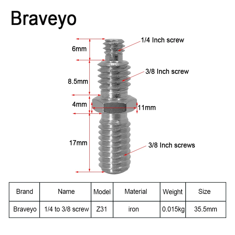 8PCS 1/4 to 3/8 Inch Conversion Screw Nut Suit Photography Accessories Mount  Adapter Screw Quick Release Screw for Dslr Camera