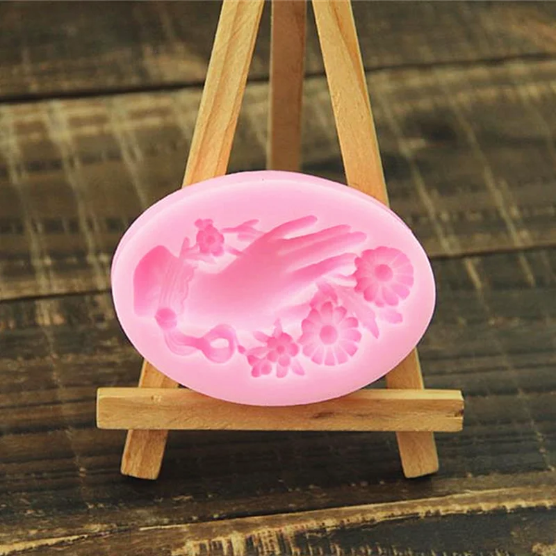 Holding Flower Silicone Mold Resin Kitchen Baking Tool DIY Cake Pastry Fondant Moulds Dessert Chocolate Lace Decoration Supplies