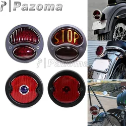 Vintage Old School Motorcycle Tail Brake Light License Plate Light Round Rear Lamp for Harley Chopper Bobber Cafe Racer Scramble