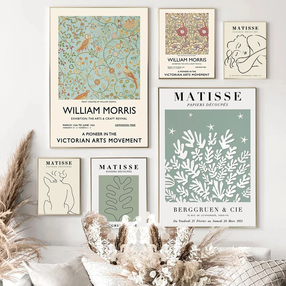 Matisse Flowers Abstract Wall Poster Print William Morris Plant Wall Art Canvas Painting Decoration Home Nordic Wall Pictures