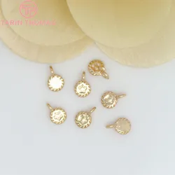 (824)10PCS 4.5x7MM 24K Champagne Gold Color Plated Brass Small Round Star Charms High Quality Diy Jewelry Accessories