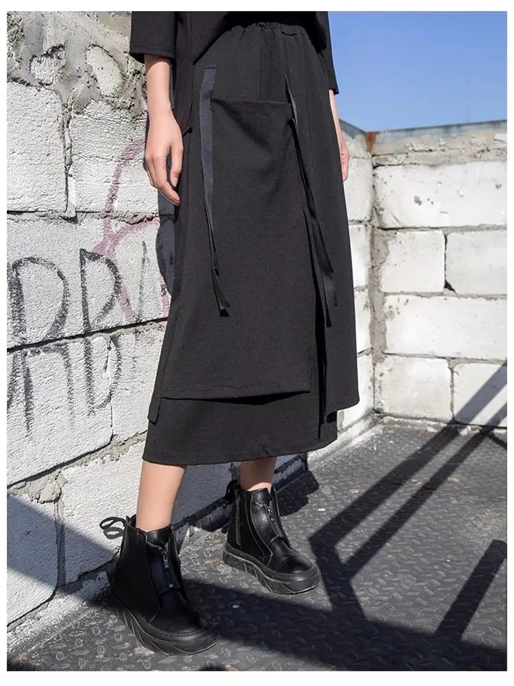 

Ladies Half Skirt Autumn Winter New Brunet False Two Irregular Design Casual Loose Straight Tube Skirt Youth Fashion Skirt