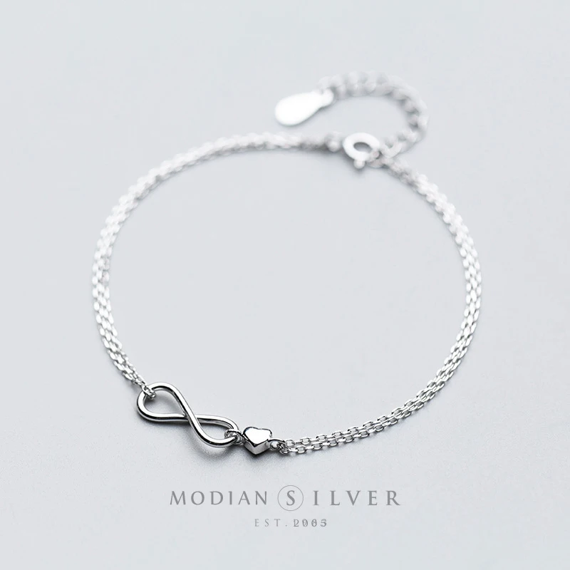 Modian Sterling Silver 925 Clasp Lobster Chain Bracelet For Women  Infinite Love Simple Silver Fine Jewelry Female Gift Pulsera