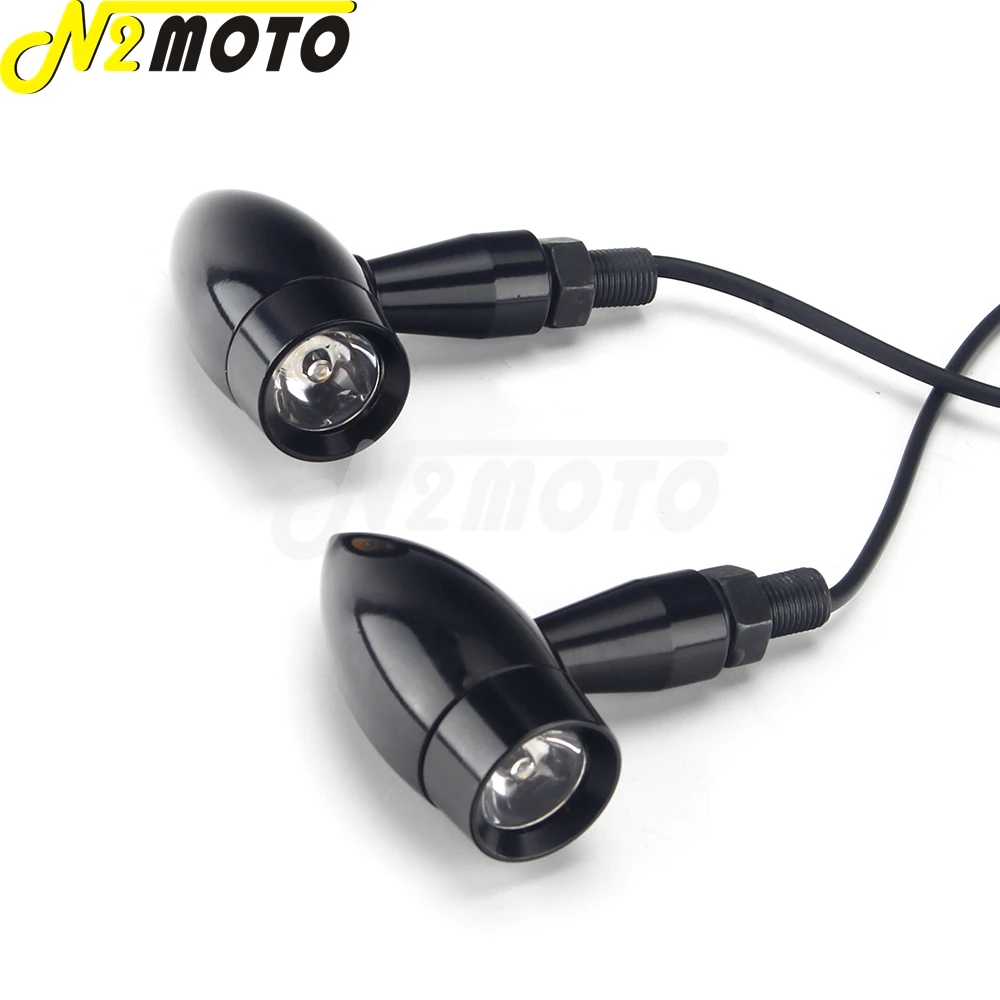 10mm LED Black Bullet Turn Signal Indicators Light Blinker for Harley Touring Cruiser Chopper Bobber Ducati Cafe Racer Custom