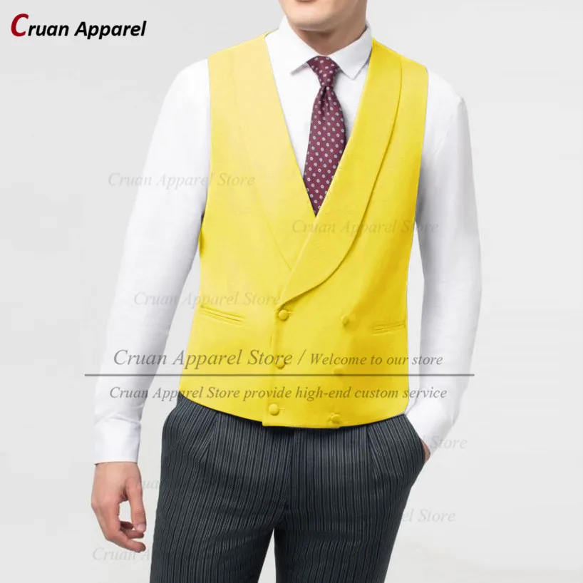 

(16 Colors) Formal Yellow Wedding Men's Vest Suit Waistcoat Sleeveless Jacket Tailor-made Slim Shawl Lapel Groom Best Man Tuxedo