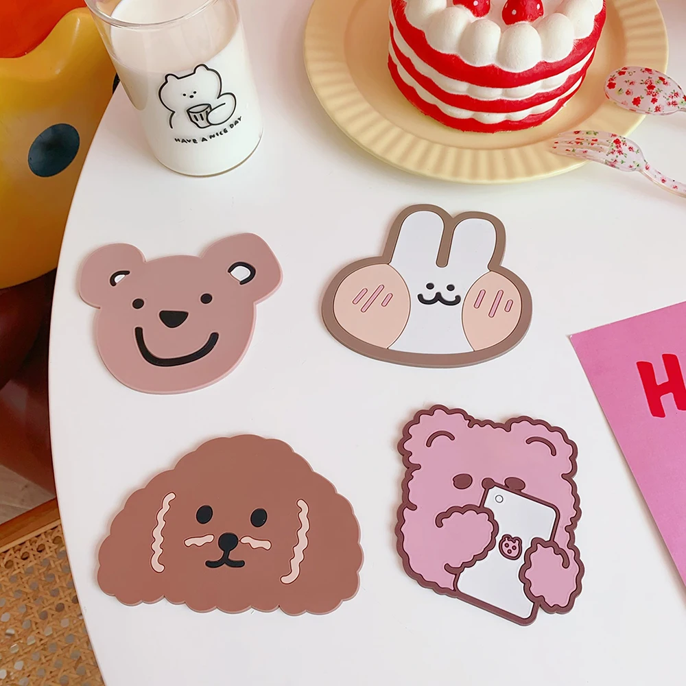 

Cartoon 1 PC Silicone Dining Table Placemat Coaster Kitchen Accessories Mat Cup Bar Mug Cartoon Animal Drink Pads