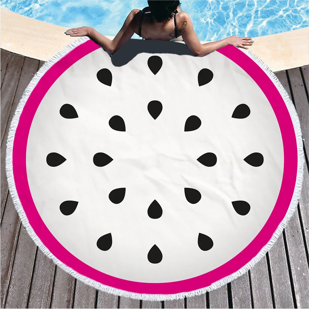 Summer Swimming Pool Fruit Orange Printing Series Round Beach Towel Digital Printing Heat Transfer Beach Gym Seaside Bath Towel