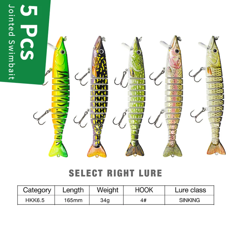 Banshee 5Pcs Sinking Swimbaits For Trolling/Pike 13 Multi Jointed Swimbait Set Hard Artificial Baits For Fishing Lure Crankbaits