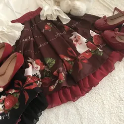 Lolita skirt soft girl high waist victorian cute printing princess tea party sweet kawaii girl gothic lolita cos loli cosplay
