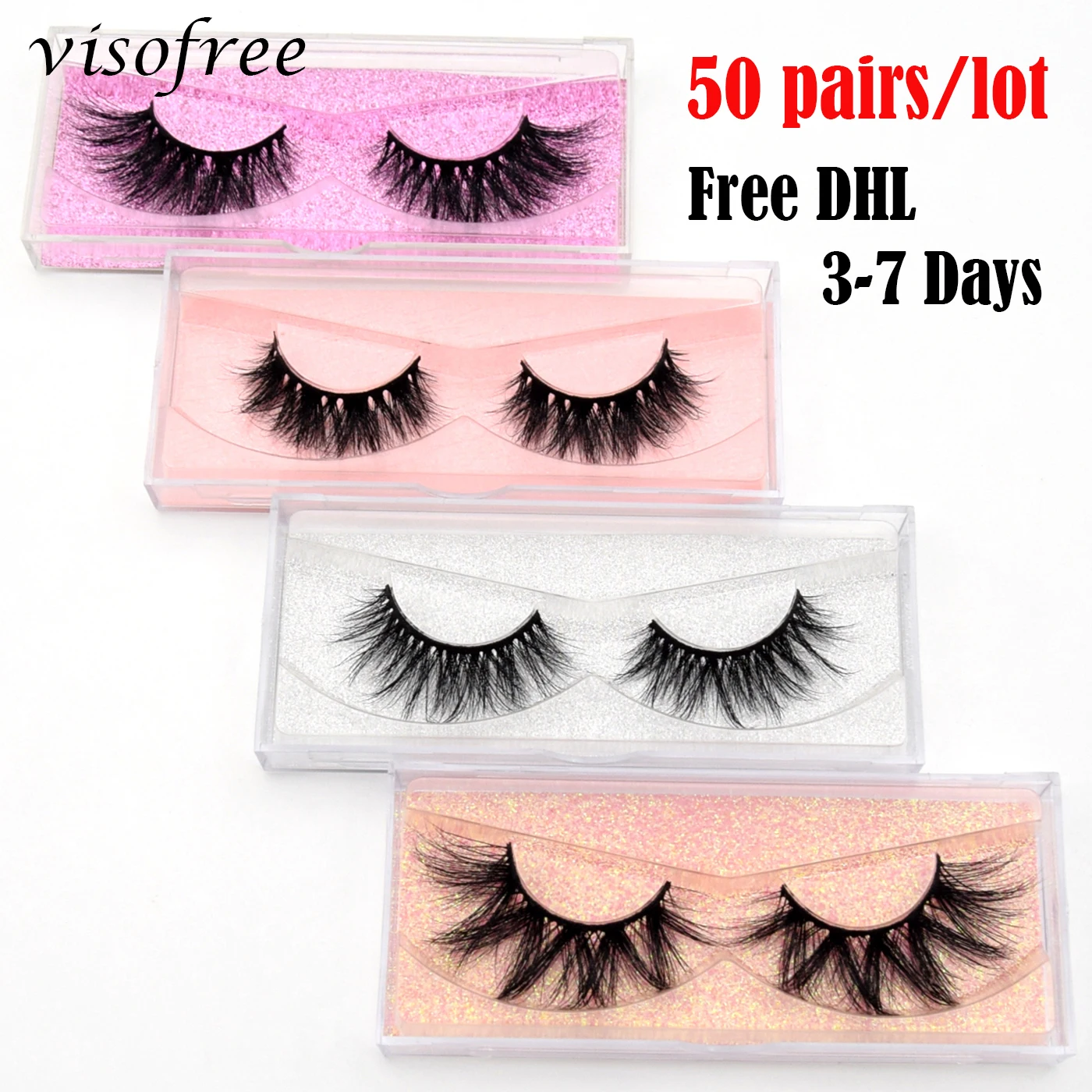 

50 Pairs Free DHL Visofree 5D Mink Eyelashes 100% Cruelty Free 3D Mink Lashes Reusable Natural Eyelashes Makeup False Eyelashes