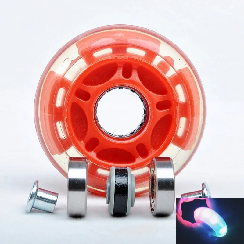 60mm 64mm 70 72 76mm LED Flash 82A Kid Children Roller Skates Wheel 3 colorful light Inline Skating tyre Flash Shine ruedas 8pcs