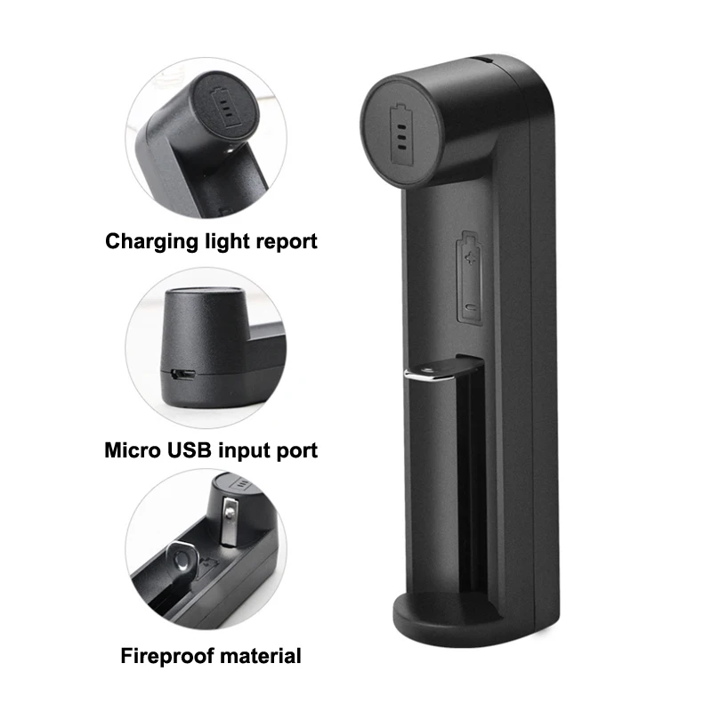 C1 Universal Portable USB Li-ion Battery Charger - Black (1 pc)