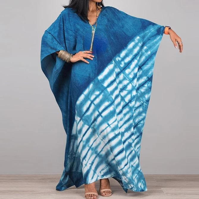 ثوب سباحة بكيني للسيدات بمقاسات كبيرة بتصميم بوهيمي مطبوع للشاطئ سترة صيفية للنساء بدل استحمام رداء دي بلاج قفطان