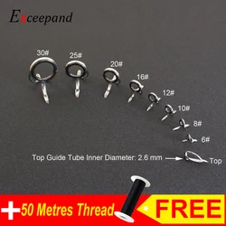Exceepand 9 pcs Set Stainless Steel Frame Fishing Rod Guide Boat Rod Line Eyelet for Fishing Rod Building or Repair