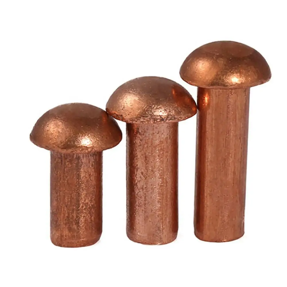 2Pcs-50Pcs Red Copper Solid Round Head Rivet Fasteners Bolts For Electronic Machinery GB867 M2 M2.5 M3 M4 M5 M6 M8 image 4