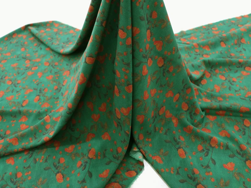 50cm * 140cm digital tecido de viscose floral verde do vintage para diy costura verão vestido folha cama rayon retalhos tecido macio