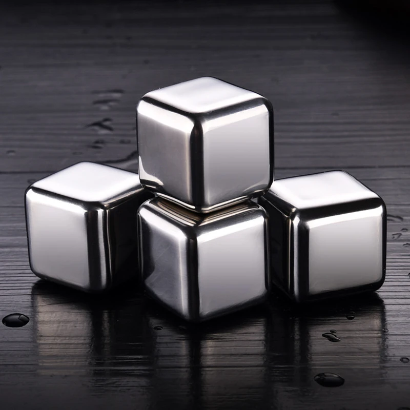 304 Stainless Steel Ice Cubes Chilling Stones for Whiskey Red Wine  Drinking Coolers Chillers Eco-friendly