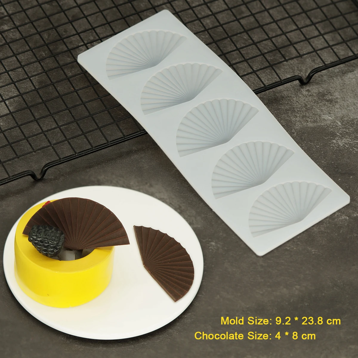 Fan Shape Silicone Mold DIY Decorating Chocolate Stencil Ruffled Surface Fan-Shaped Cake Topper For Sundae Parfait