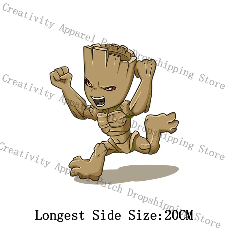 Cute Marvel Cartoon Groot Thermo Adhesive Patches for Disney Clothes Patches for Clothing Heat Transfer Stickers Iron on Patches