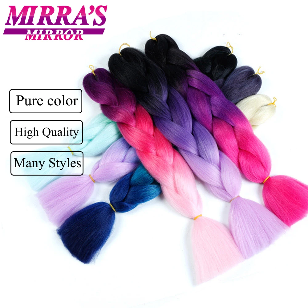 Kinder-Flechthaar, vorgedehnt, Ombre-Jumbo-Zöpfe, synthetisches Flechthaar, Rot, Rosa, Blau, Grau, 61 cm lange Haarverlängerungen für Frauen – Detail 6