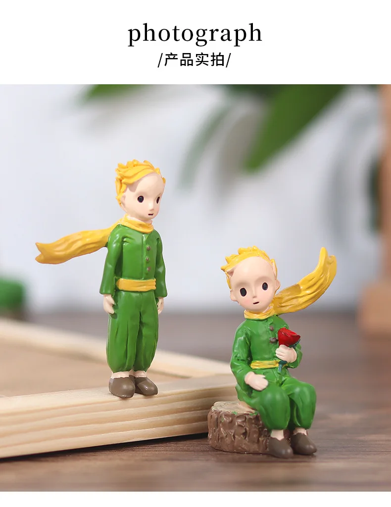 Lovely The Little Prince Rose Action Figure Fox Resin Figurine Collection Model Doll for Girl Boy Gift Home Desktop Decoration