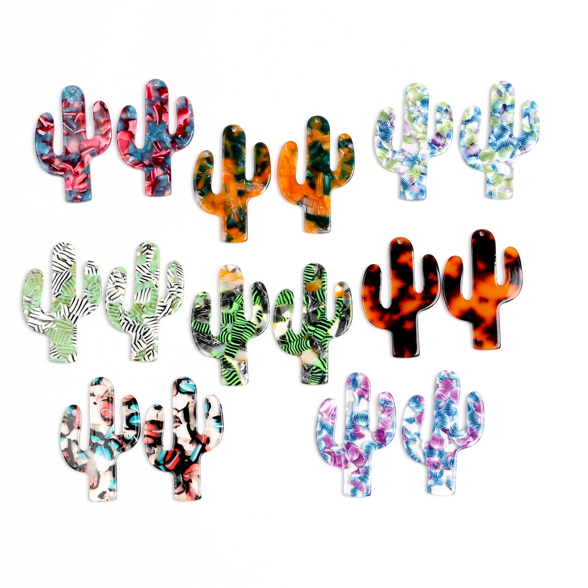 Tortoise Shell Earring Charms,Acetate Acrylic Cactus Shaped Pendants,Earrings Parts,Earring Findings,31mmx48mm,ACE236